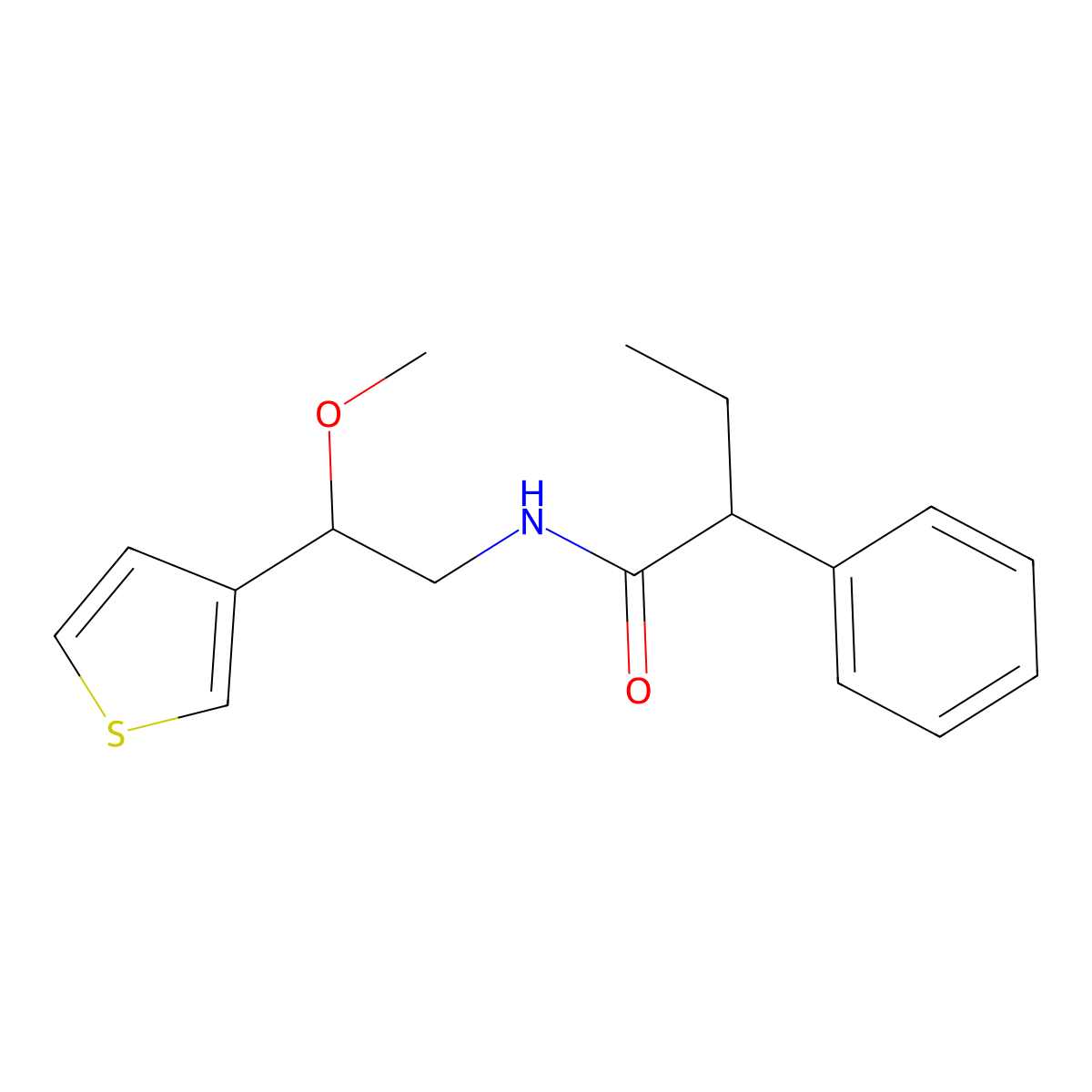 N-[2-Methoxy-2-(thiophen-3-YL)ethyl]-2-phenylbutanamide molecular structure, CAS 1448029-08-0
