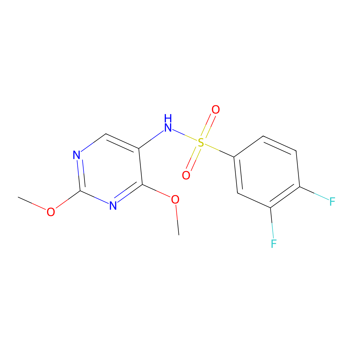 N-(2,4-dimethoxypyrimidin-5-yl)-3,4-difluorobenzenesulfonamide molecular structure, CAS 1448029-10-4