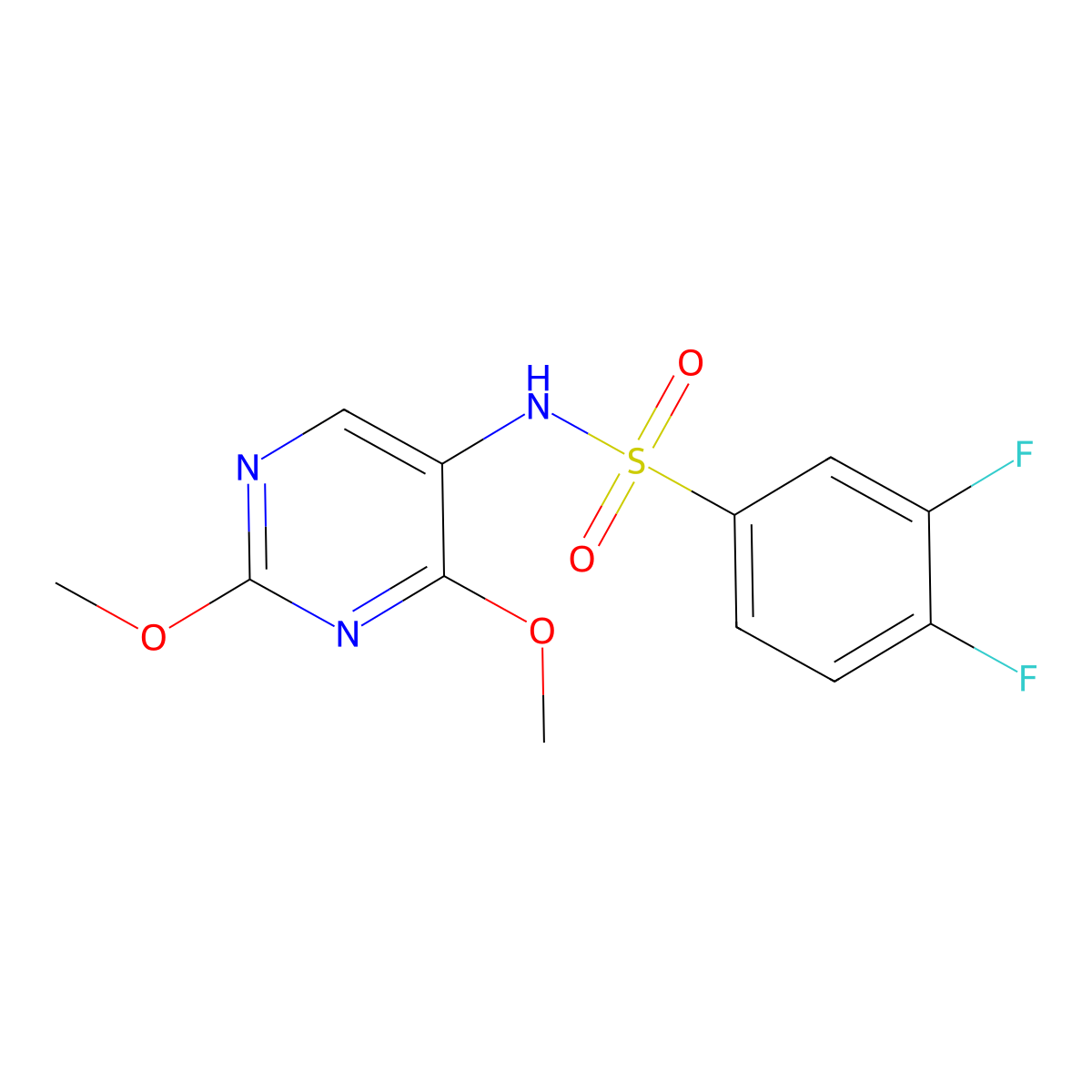 N-(2,4-dimethoxypyrimidin-5-yl)-3,4-difluorobenzenesulfonamide molecular structure, CAS 1448029-10-4