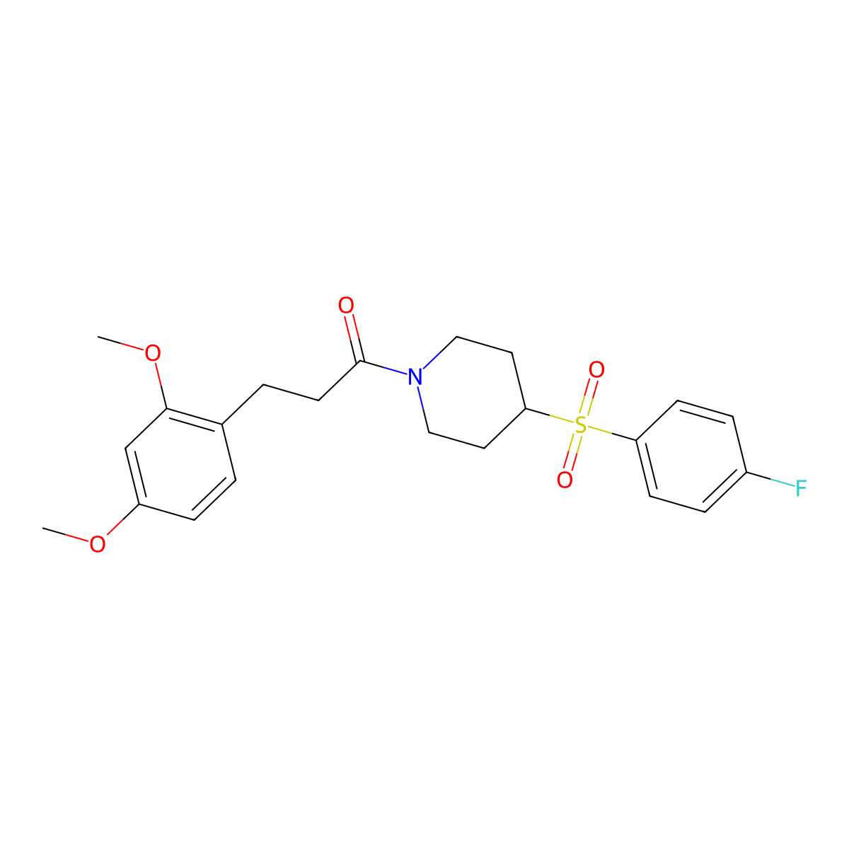3-(2,4-Dimethoxyphenyl)-1-(4-((4-fluorophenyl)sulfonyl)piperidin-1-yl)propan-1-one molecular structure, CAS 1448029-12-6