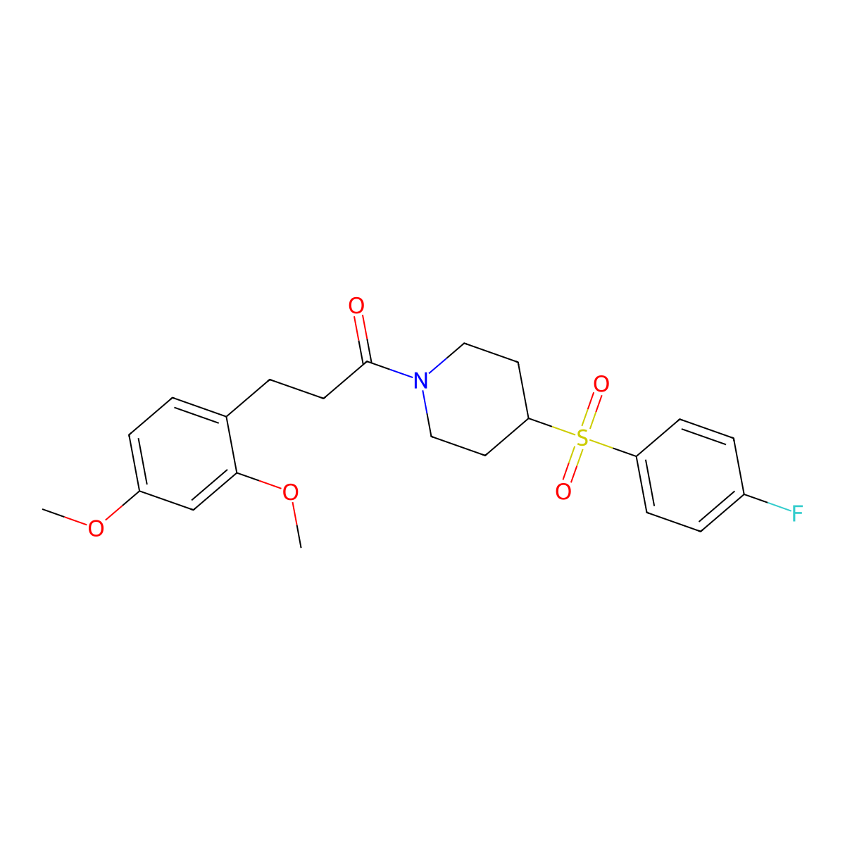 3-(2,4-Dimethoxyphenyl)-1-(4-((4-fluorophenyl)sulfonyl)piperidin-1-yl)propan-1-one molecular structure, CAS 1448029-12-6