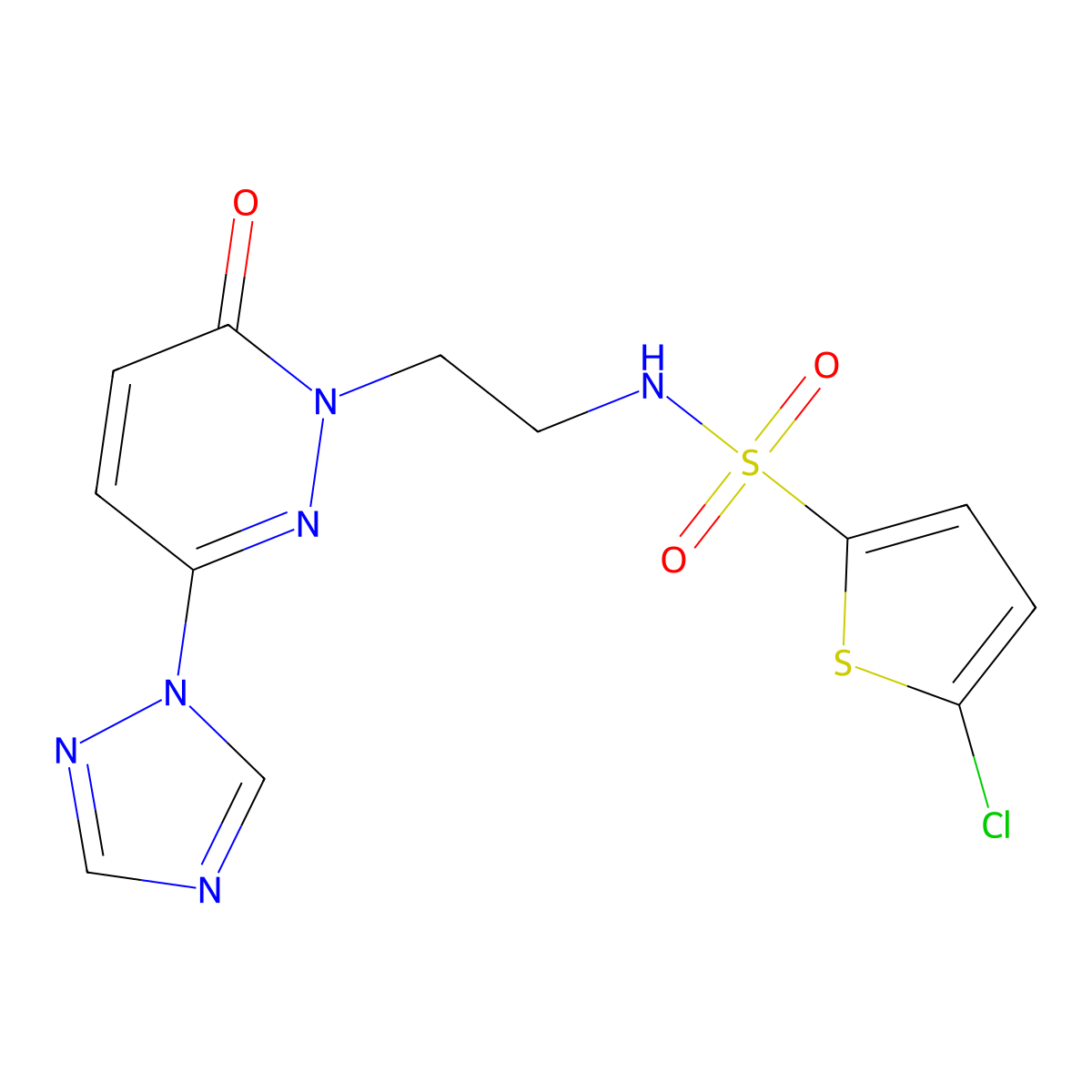 5-chloro-N-(2-(6-oxo-3-(1H-1,2,4-triazol-1-yl)pyridazin-1(6H)-yl)ethyl)thiophene-2-sulfonamide molecular structure, CAS 1448029-17-1