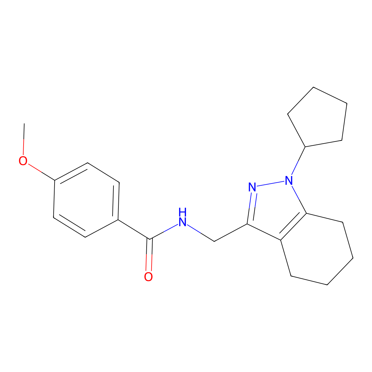 N-[(1-cyclopentyl-4,5,6,7-tetrahydro-1H-indazol-3-yl)methyl]-4-methoxybenzamide molecular structure, CAS 1448029-18-2