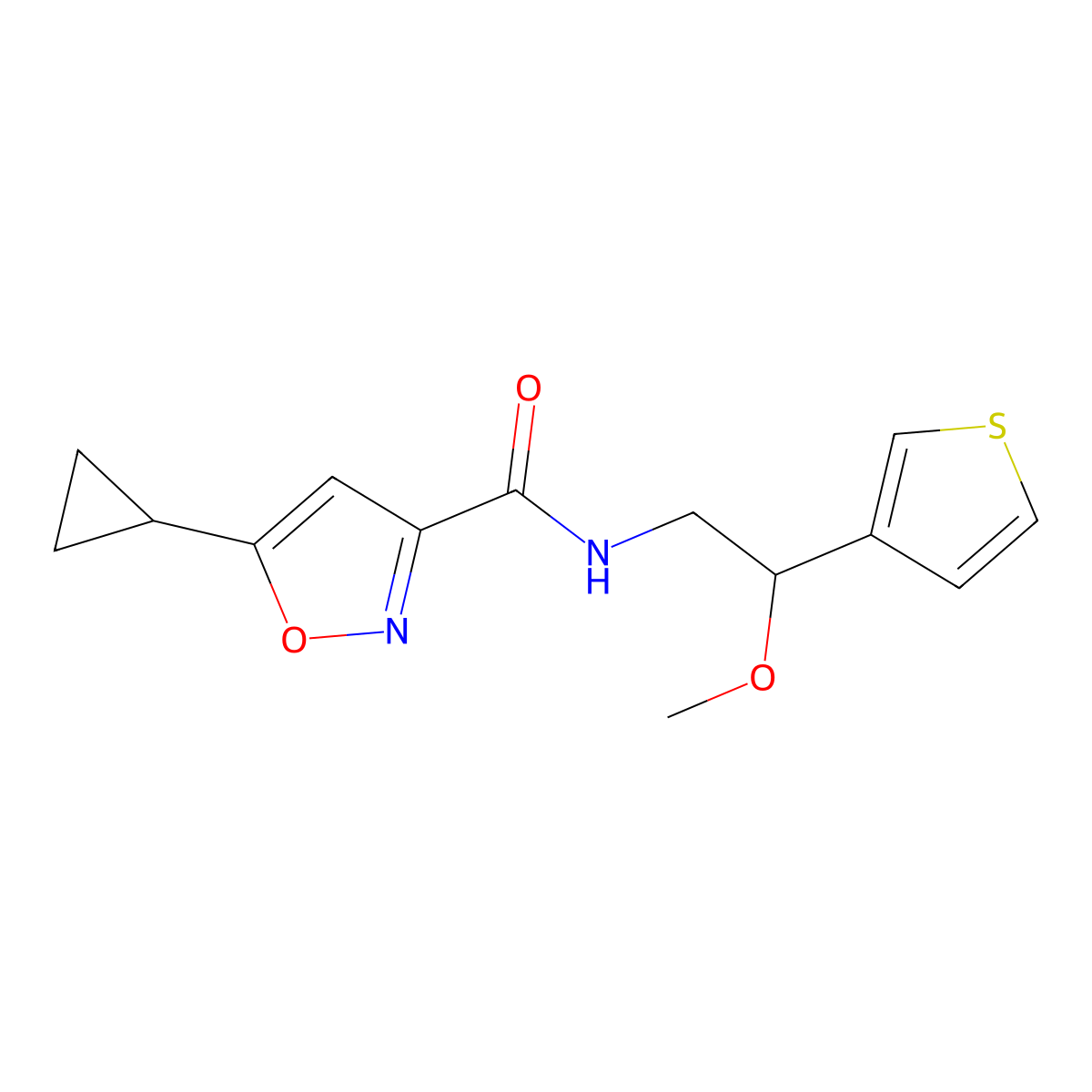 5-cyclopropyl-N-(2-methoxy-2-(thiophen-3-yl)ethyl)isoxazole-3-carboxamide molecular structure, CAS 1448029-20-6