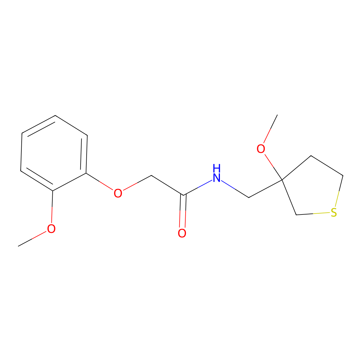 2-(2-Methoxyphenoxy)-N-[(3-methoxythiolan-3-YL)methyl]acetamide molecular structure, CAS 1448029-29-5