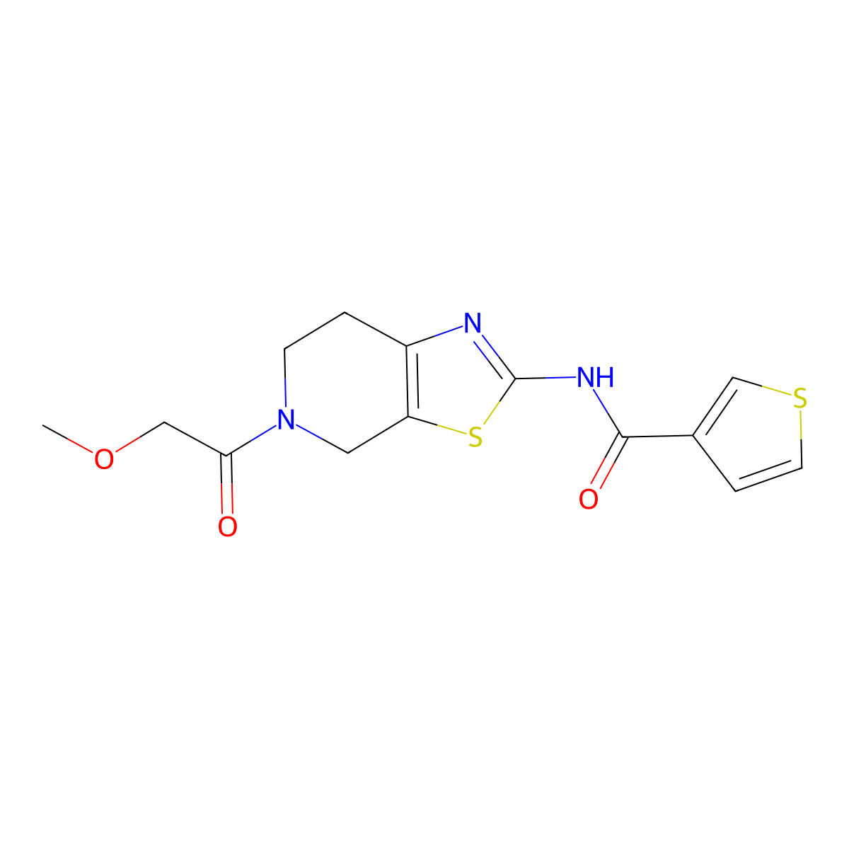 N-(5-(2-methoxyacetyl)-4,5,6,7-tetrahydrothiazolo[5,4-c]pyridin-2-yl)thiophene-3-carboxamide molecular structure, CAS 1448029-36-4