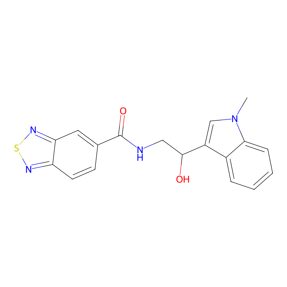 N-(2-hydroxy-2-(1-methyl-1H-indol-3-yl)ethyl)benzo[c][1,2,5]thiadiazole-5-carboxamide molecular structure, CAS 1448029-40-0