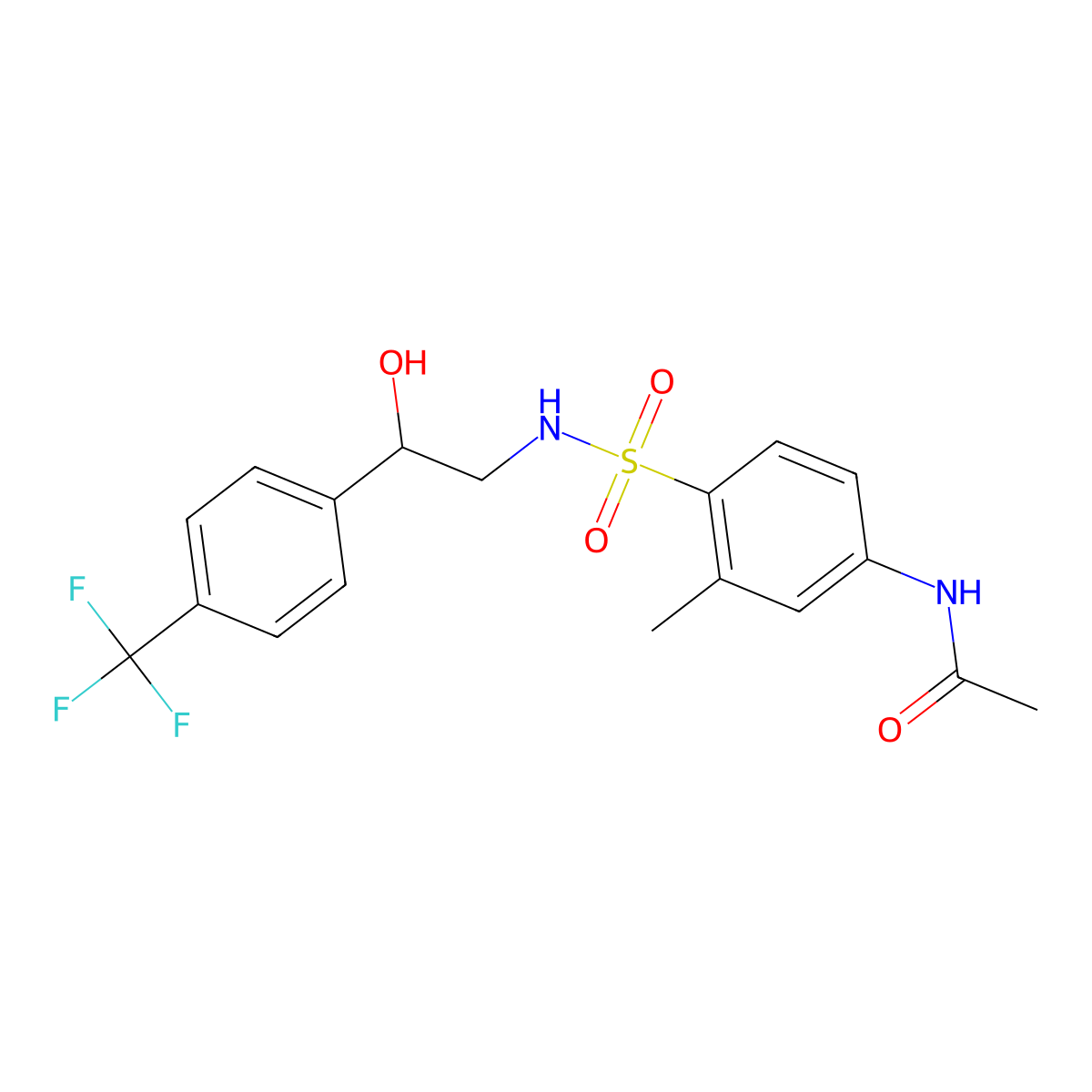 N-(4-(N-(2-hydroxy-2-(4-(trifluoromethyl)phenyl)ethyl)sulfamoyl)-3-methylphenyl)acetamide molecular structure, CAS 1448029-41-1