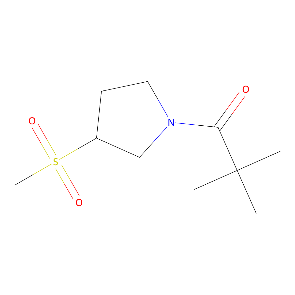 2,2-Dimethyl-1-(3-(methylsulfonyl)pyrrolidin-1-yl)propan-1-one molecular structure, CAS 1448029-46-6