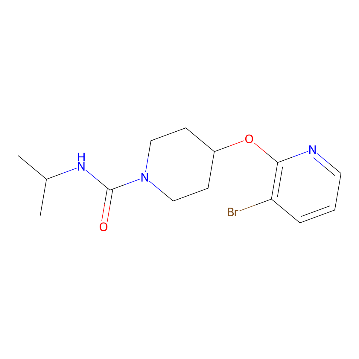 4-((3-bromopyridin-2-yl)oxy)-N-isopropylpiperidine-1-carboxamide molecular structure, CAS 1448029-48-8
