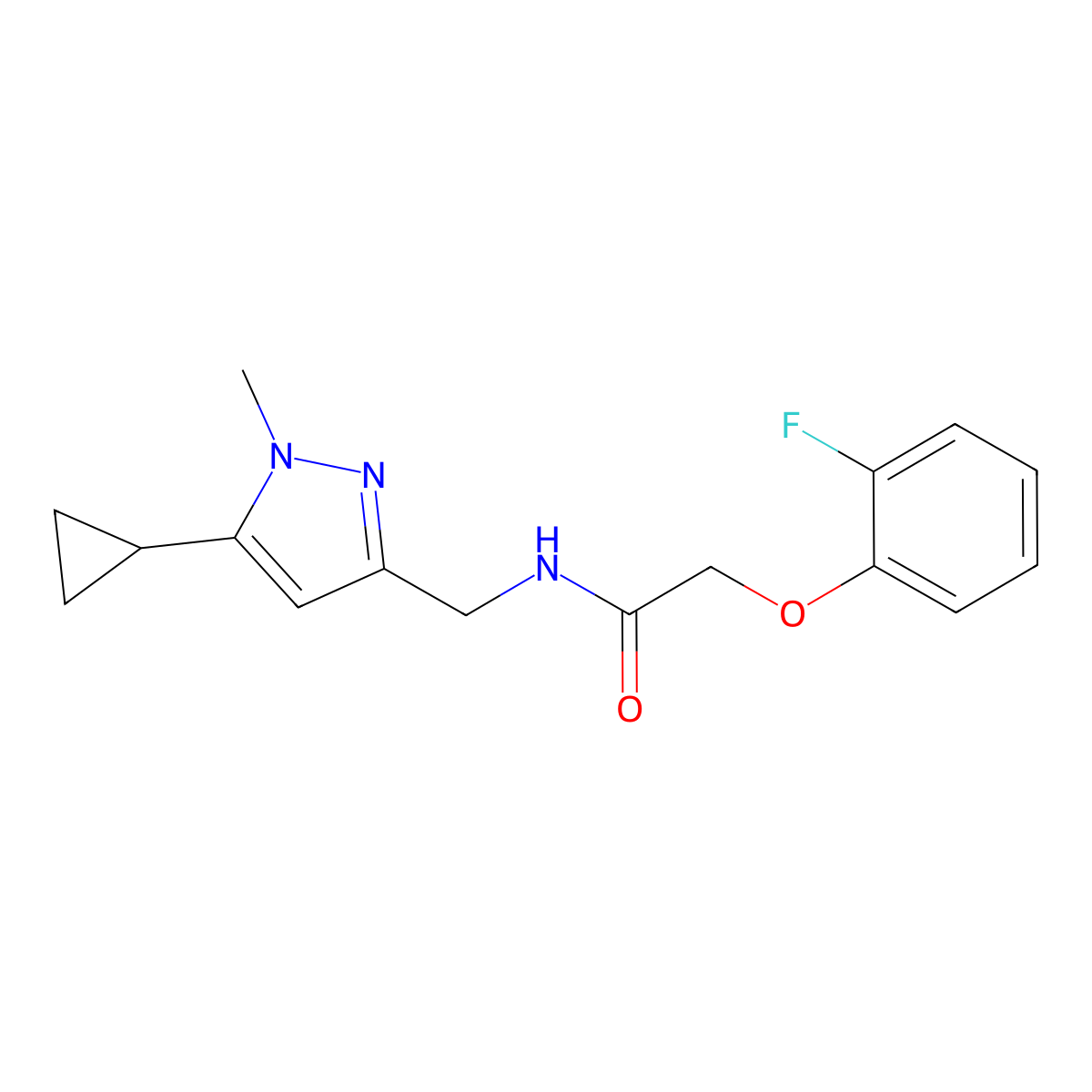 N-[(5-cyclopropyl-1-methyl-1H-pyrazol-3-yl)methyl]-2-(2-fluorophenoxy)acetamide molecular structure, CAS 1448029-50-2