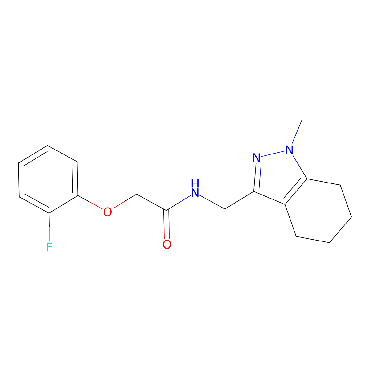 2-(2-fluorophenoxy)-N-[(1-methyl-4,5,6,7-tetrahydro-1H-indazol-3-yl)methyl]acetamide molecular structure, CAS 1448029-58-0