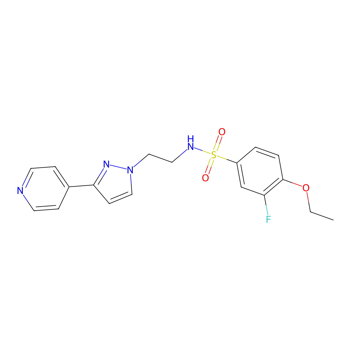 4-ethoxy-3-fluoro-N-(2-(3-(pyridin-4-yl)-1H-pyrazol-1-yl)ethyl)benzenesulfonamide molecular structure, CAS 1448029-59-1