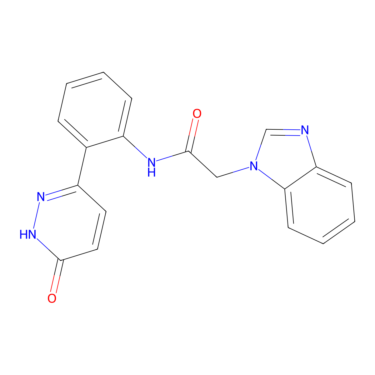 2-(1H-benzo[d]imidazol-1-yl)-N-(2-(6-oxo-1,6-dihydropyridazin-3-yl)phenyl)acetamide molecular structure, CAS 1448029-61-5