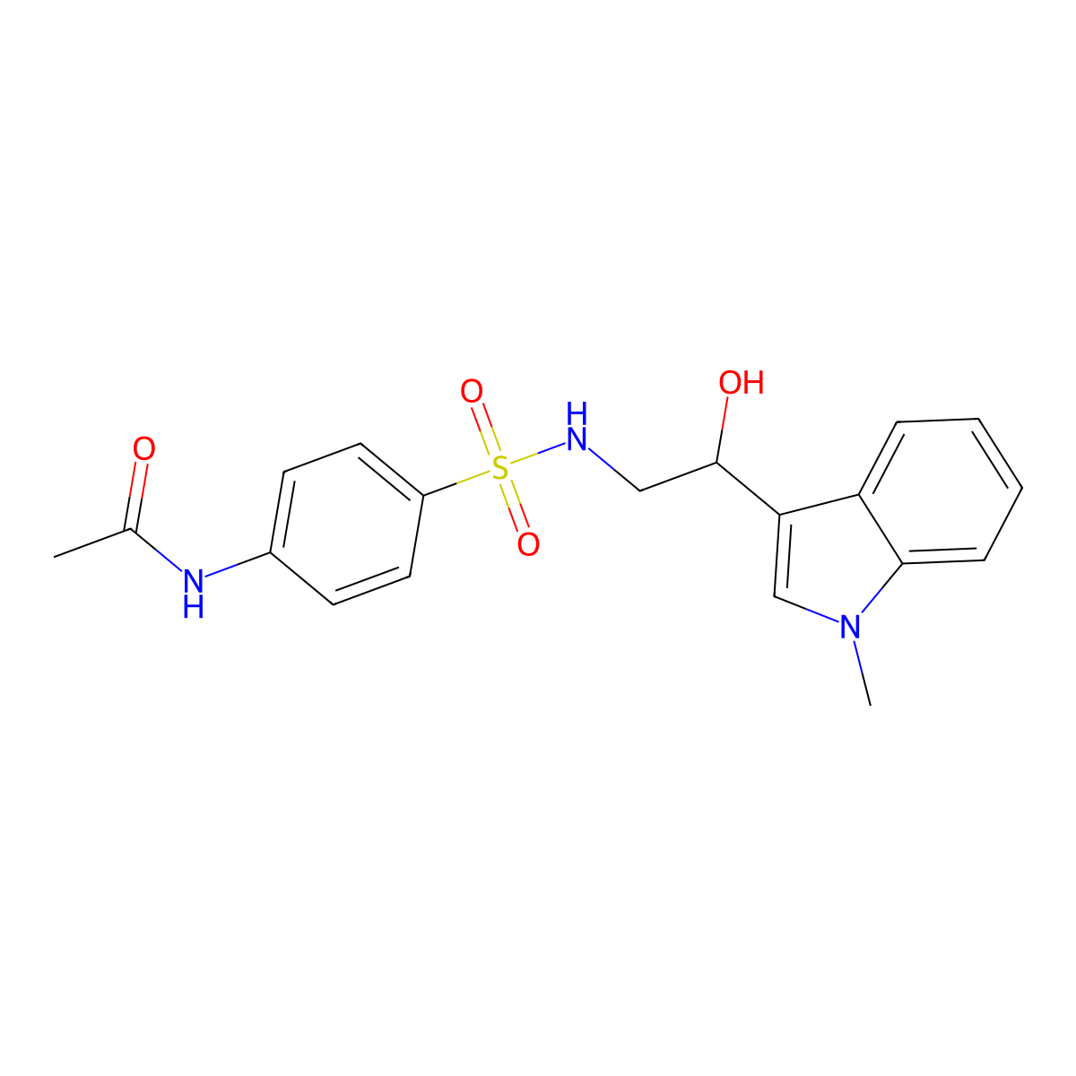 N-(4-(N-(2-hydroxy-2-(1-methyl-1H-indol-3-yl)ethyl)sulfamoyl)phenyl)acetamide molecular structure, CAS 1448029-62-6