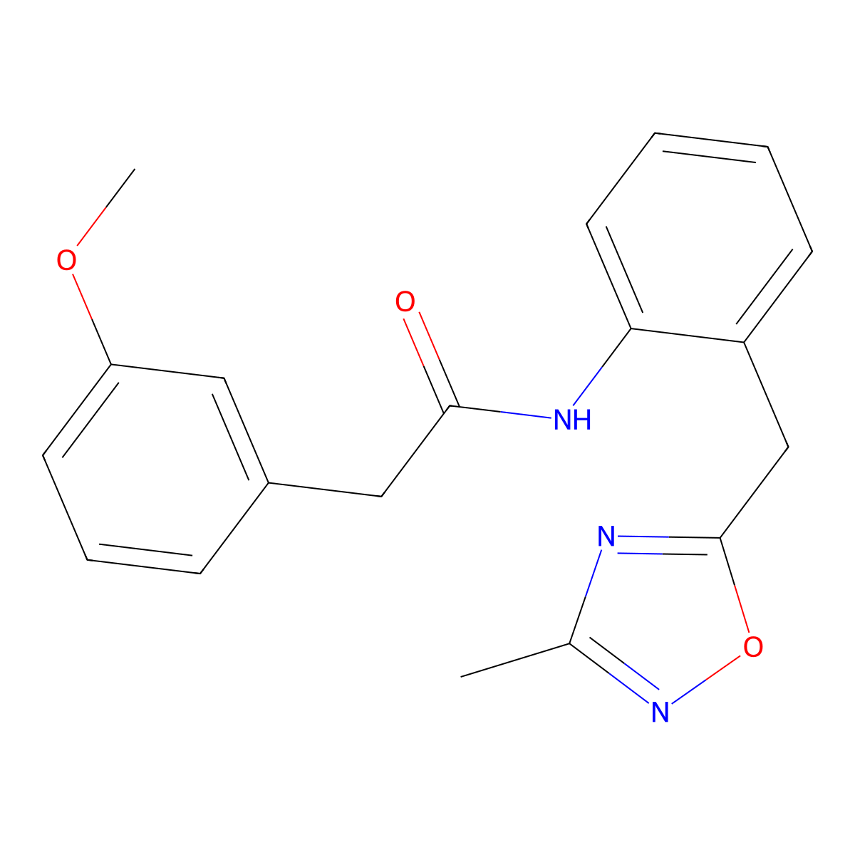 2-(3-Methoxyphenyl)-N-{2-[(3-methyl-1,2,4-oxadiazol-5-YL)methyl]phenyl}acetamide molecular structure, CAS 1448029-67-1