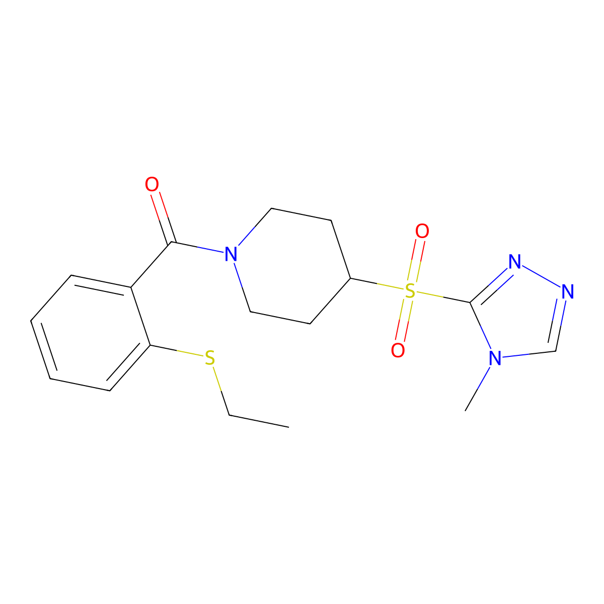 (2-(ethylthio)phenyl)(4-((4-methyl-4H-1,2,4-triazol-3-yl)sulfonyl)piperidin-1-yl)methanone molecular structure, CAS 1448029-75-1