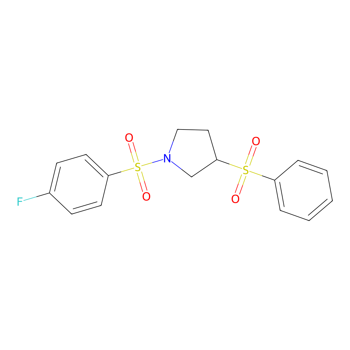 1-((4-Fluorophenyl)sulfonyl)-3-(phenylsulfonyl)pyrrolidine molecular structure, CAS 1448029-78-4