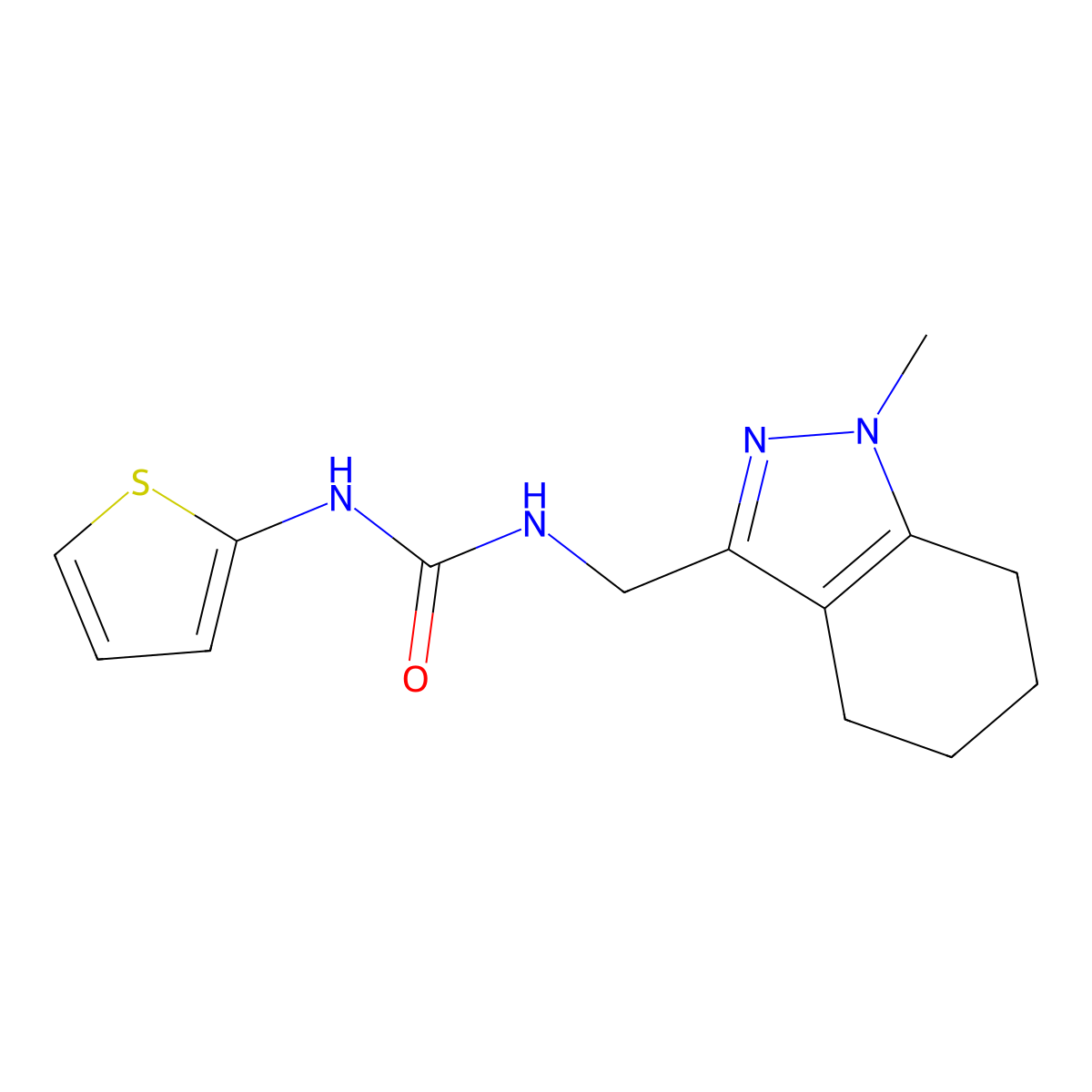 1-((1-methyl-4,5,6,7-tetrahydro-1H-indazol-3-yl)methyl)-3-(thiophen-2-yl)urea molecular structure, CAS 1448029-81-9