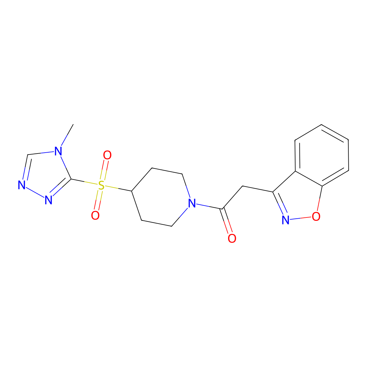 2-(benzo[d]isoxazol-3-yl)-1-(4-((4-methyl-4H-1,2,4-triazol-3-yl)sulfonyl)piperidin-1-yl)ethanone molecular structure, CAS 1448029-84-2