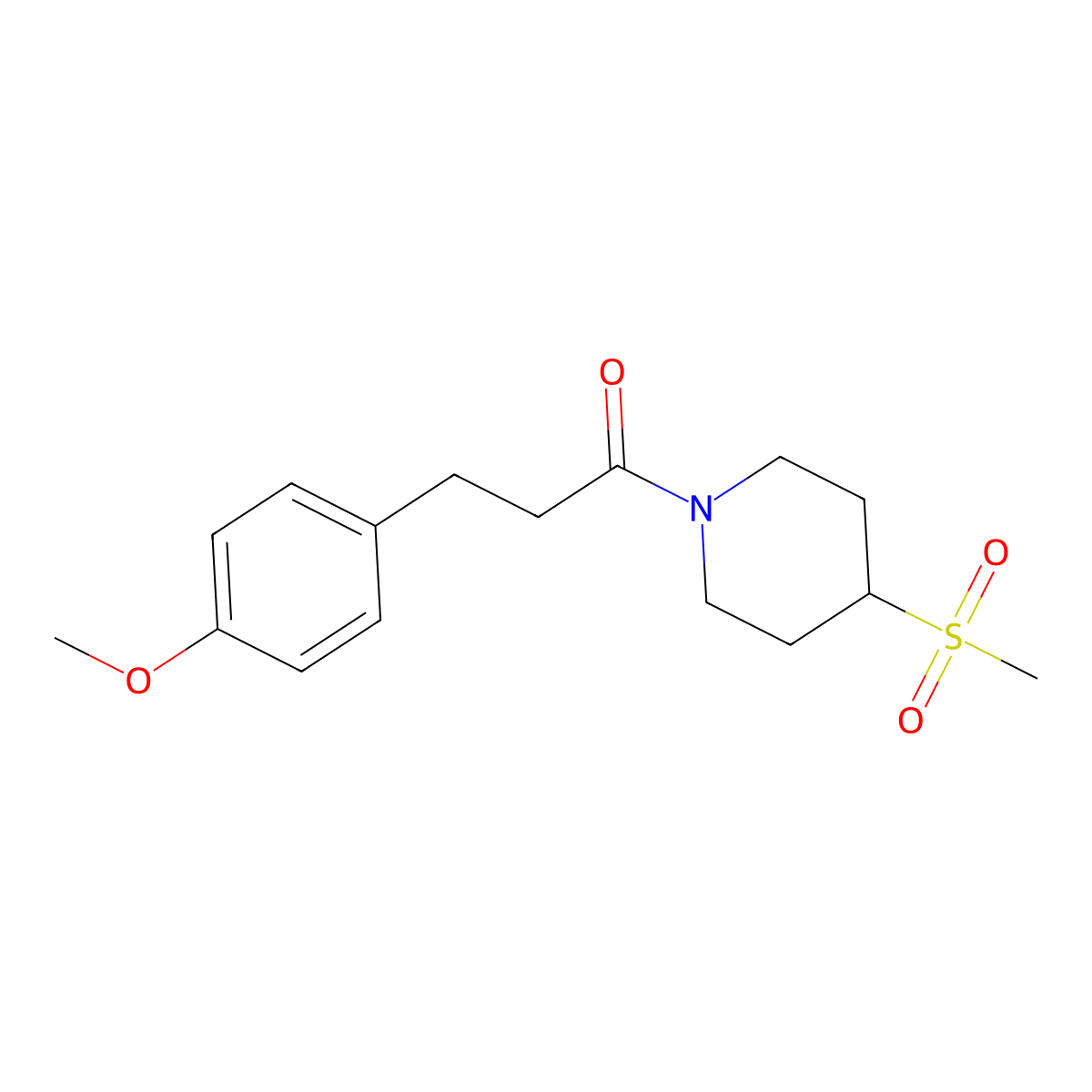 3-(4-Methoxyphenyl)-1-(4-(methylsulfonyl)piperidin-1-yl)propan-1-one molecular structure, CAS 1448029-87-5