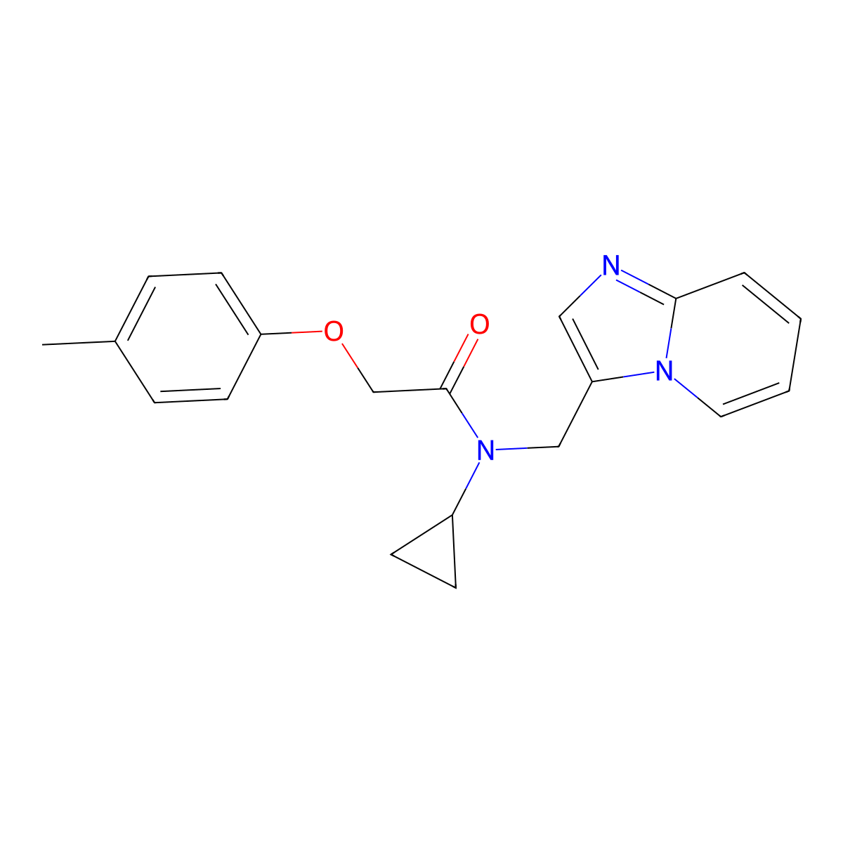 N-cyclopropyl-N-(imidazo[1,2-a]pyridin-3-ylmethyl)-2-(p-tolyloxy)acetamide molecular structure, CAS 1448029-99-9