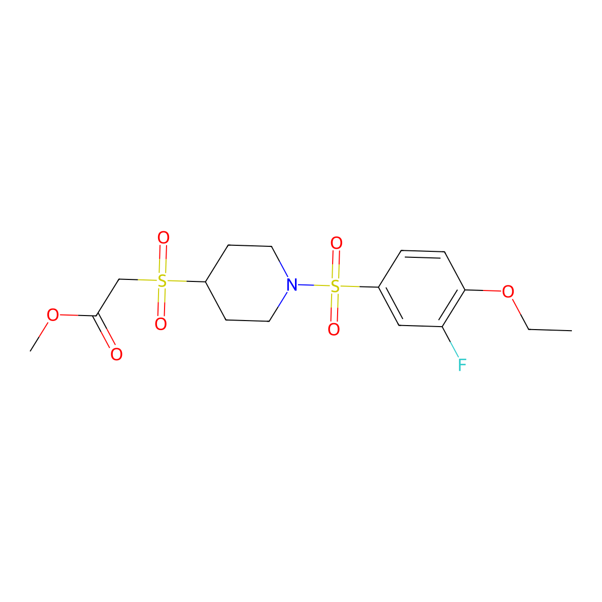 Methyl 2-((1-((4-ethoxy-3-fluorophenyl)sulfonyl)piperidin-4-yl)sulfonyl)acetate molecular structure, CAS 1448030-06-5