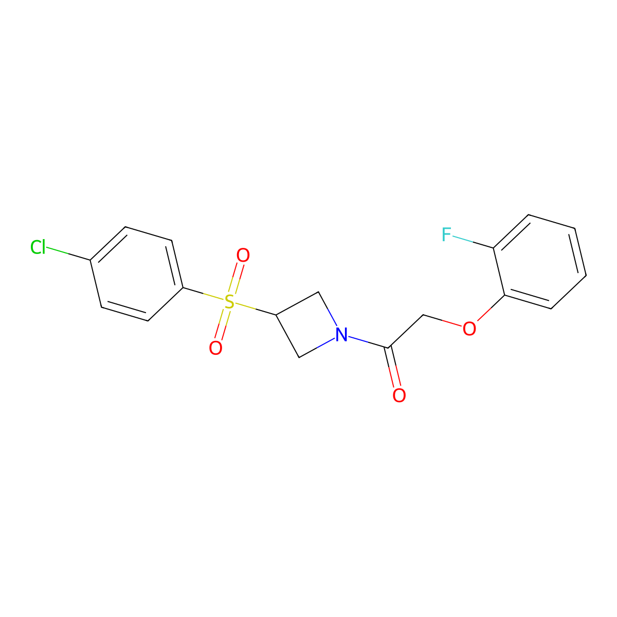 1-(3-((4-Chlorophenyl)sulfonyl)azetidin-1-yl)-2-(2-fluorophenoxy)ethanone molecular structure, CAS 1448030-12-3