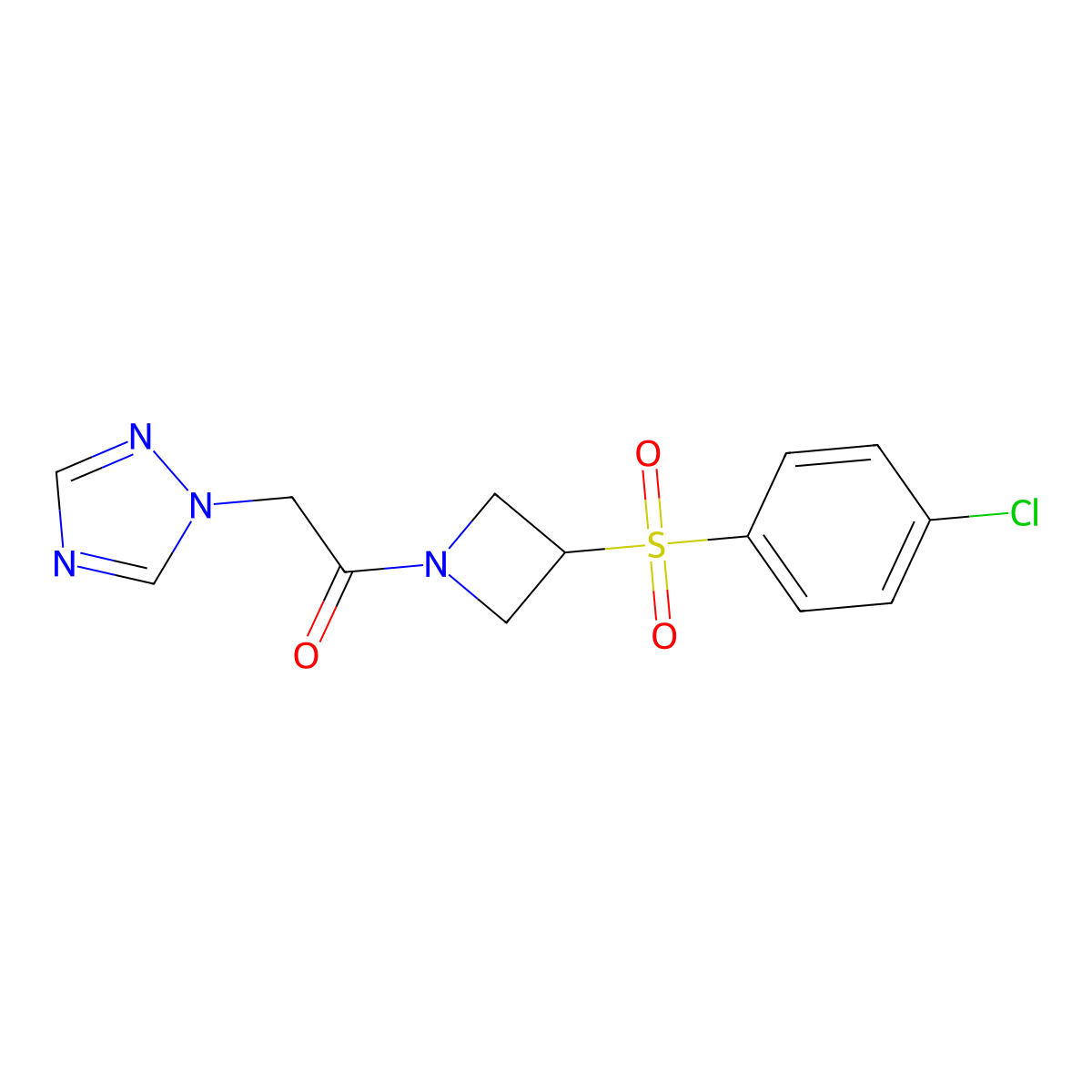 1-(3-((4-chlorophenyl)sulfonyl)azetidin-1-yl)-2-(1H-1,2,4-triazol-1-yl)ethanone molecular structure, CAS 1448030-20-3