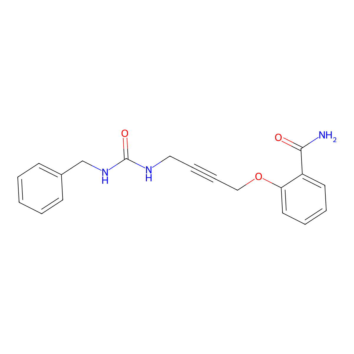 2-((4-(3-Benzylureido)but-2-yn-1-yl)oxy)benzamide molecular structure, CAS 1448030-26-9