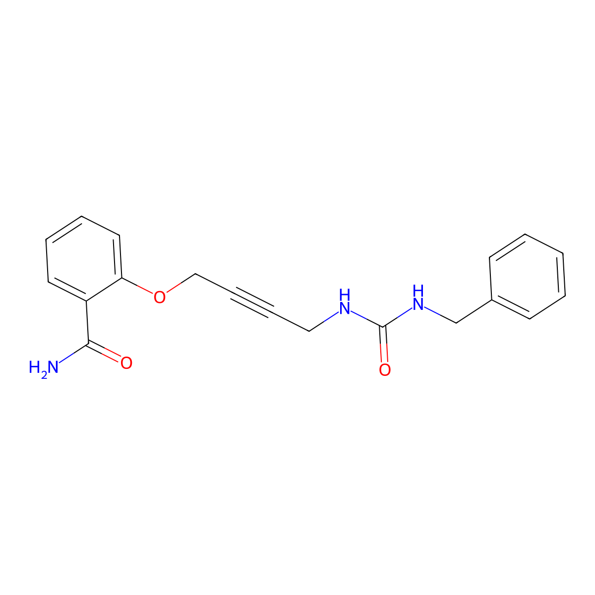 2-((4-(3-Benzylureido)but-2-yn-1-yl)oxy)benzamide molecular structure, CAS 1448030-26-9