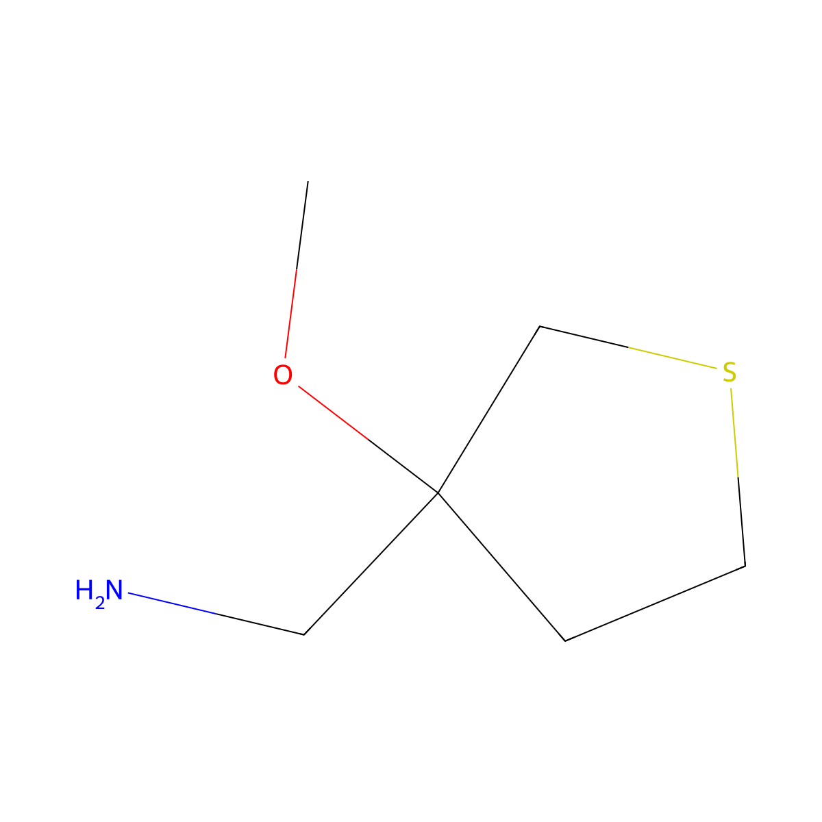 (3-Methoxythiolan-3-yl)methanamine molecular structure, CAS 1448030-29-2