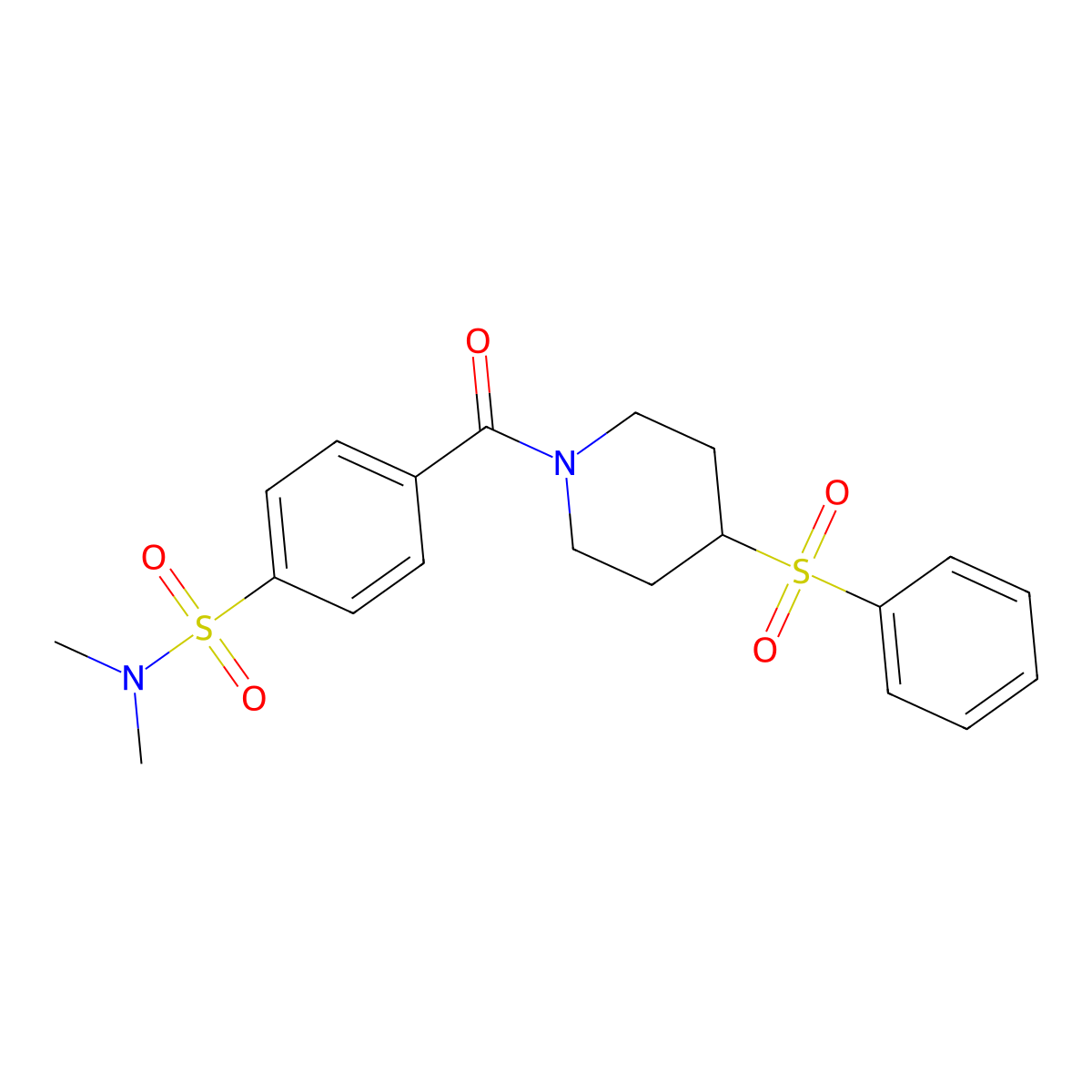 N,N-dimethyl-4-(4-(phenylsulfonyl)piperidine-1-carbonyl)benzenesulfonamide molecular structure, CAS 1448030-30-5