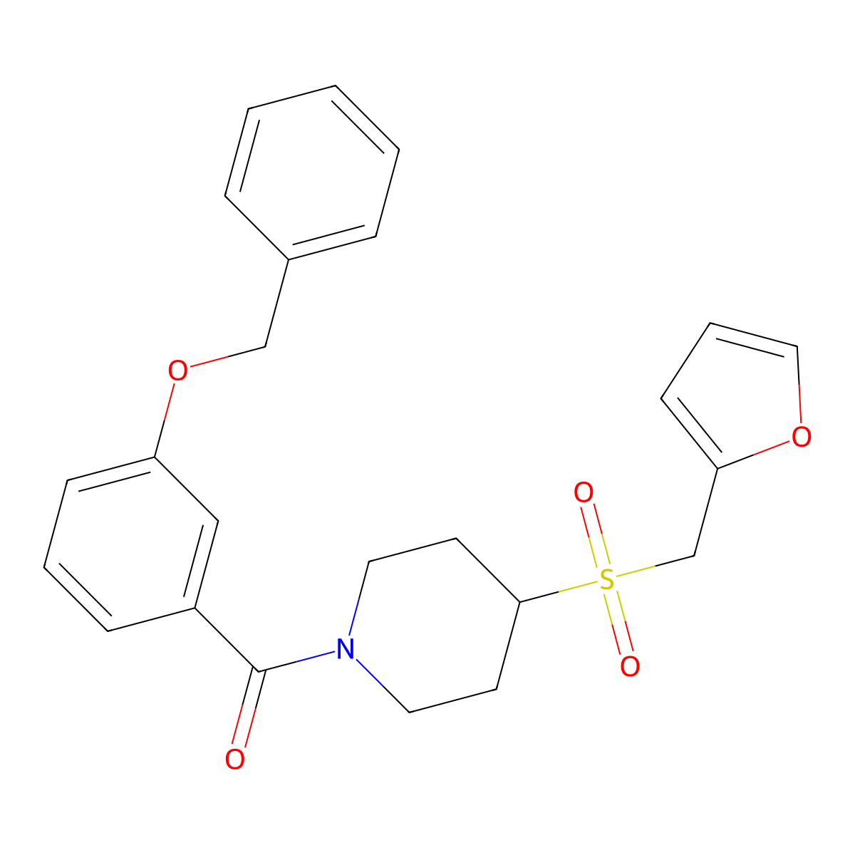 (3-(Benzyloxy)phenyl)(4-((furan-2-ylmethyl)sulfonyl)piperidin-1-yl)methanone molecular structure, CAS 1448030-33-8
