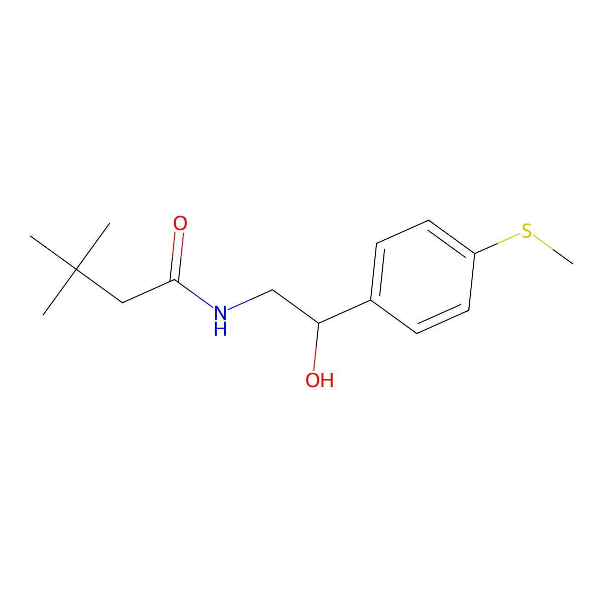 N-(2-hydroxy-2-(4-(methylthio)phenyl)ethyl)-3,3-dimethylbutanamide molecular structure, CAS 1448030-34-9