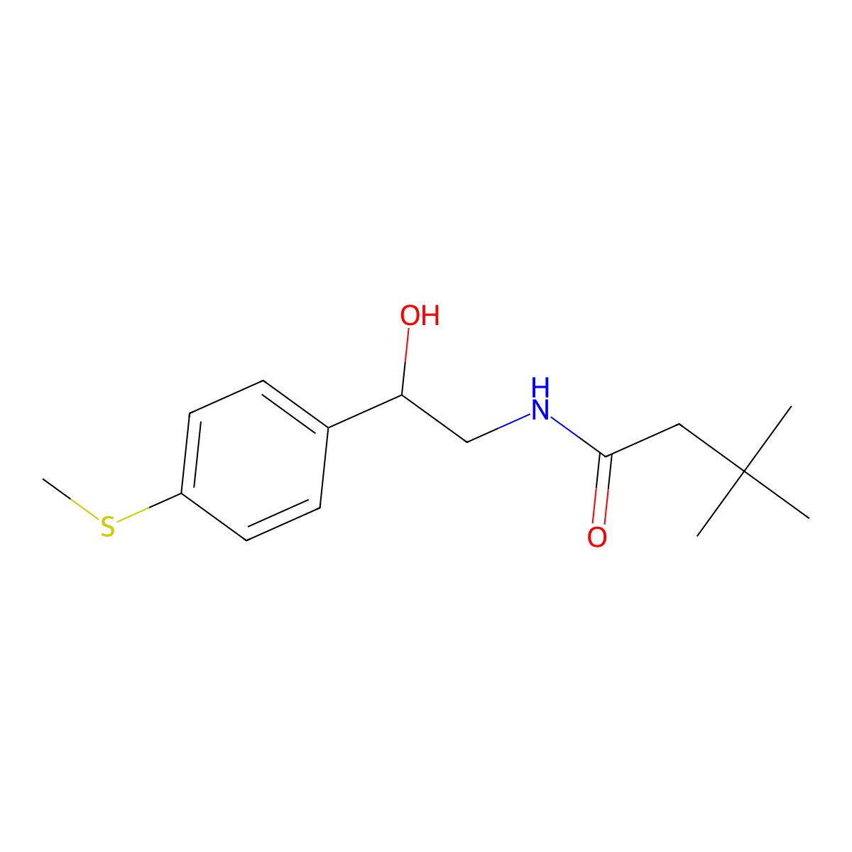 N-(2-hydroxy-2-(4-(methylthio)phenyl)ethyl)-3,3-dimethylbutanamide molecular structure, CAS 1448030-34-9