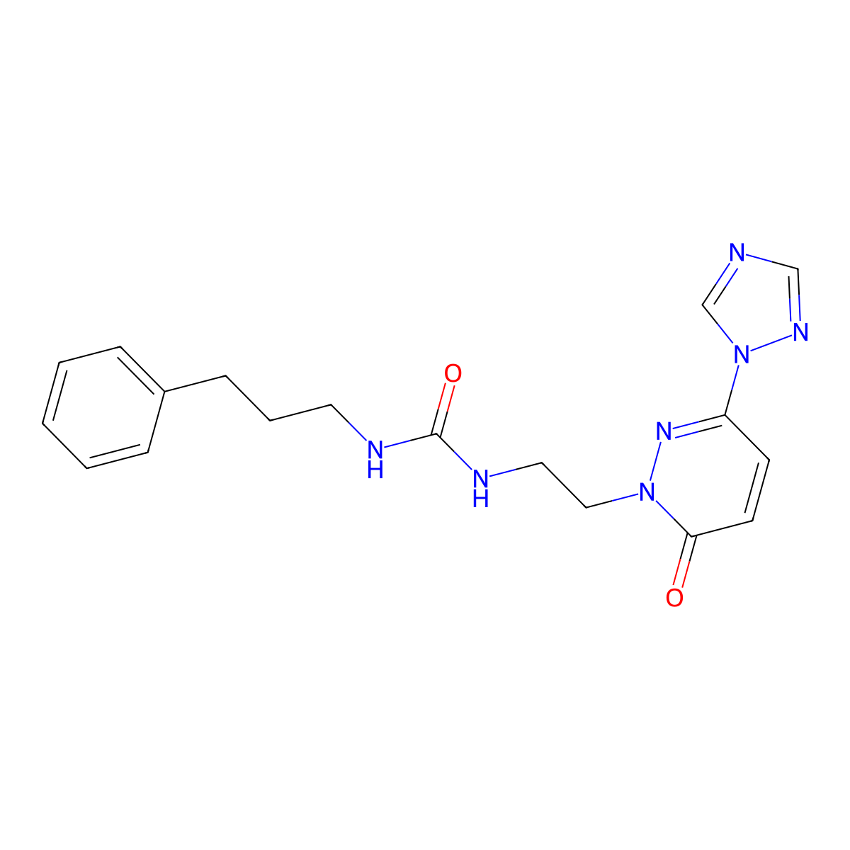 1-(2-(6-oxo-3-(1H-1,2,4-triazol-1-yl)pyridazin-1(6H)-yl)ethyl)-3-(3-phenylpropyl)urea molecular structure, CAS 1448030-35-0