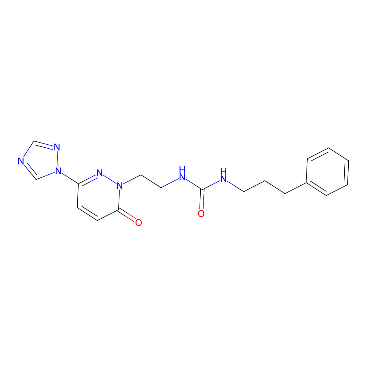 1-(2-(6-oxo-3-(1H-1,2,4-triazol-1-yl)pyridazin-1(6H)-yl)ethyl)-3-(3-phenylpropyl)urea molecular structure, CAS 1448030-35-0