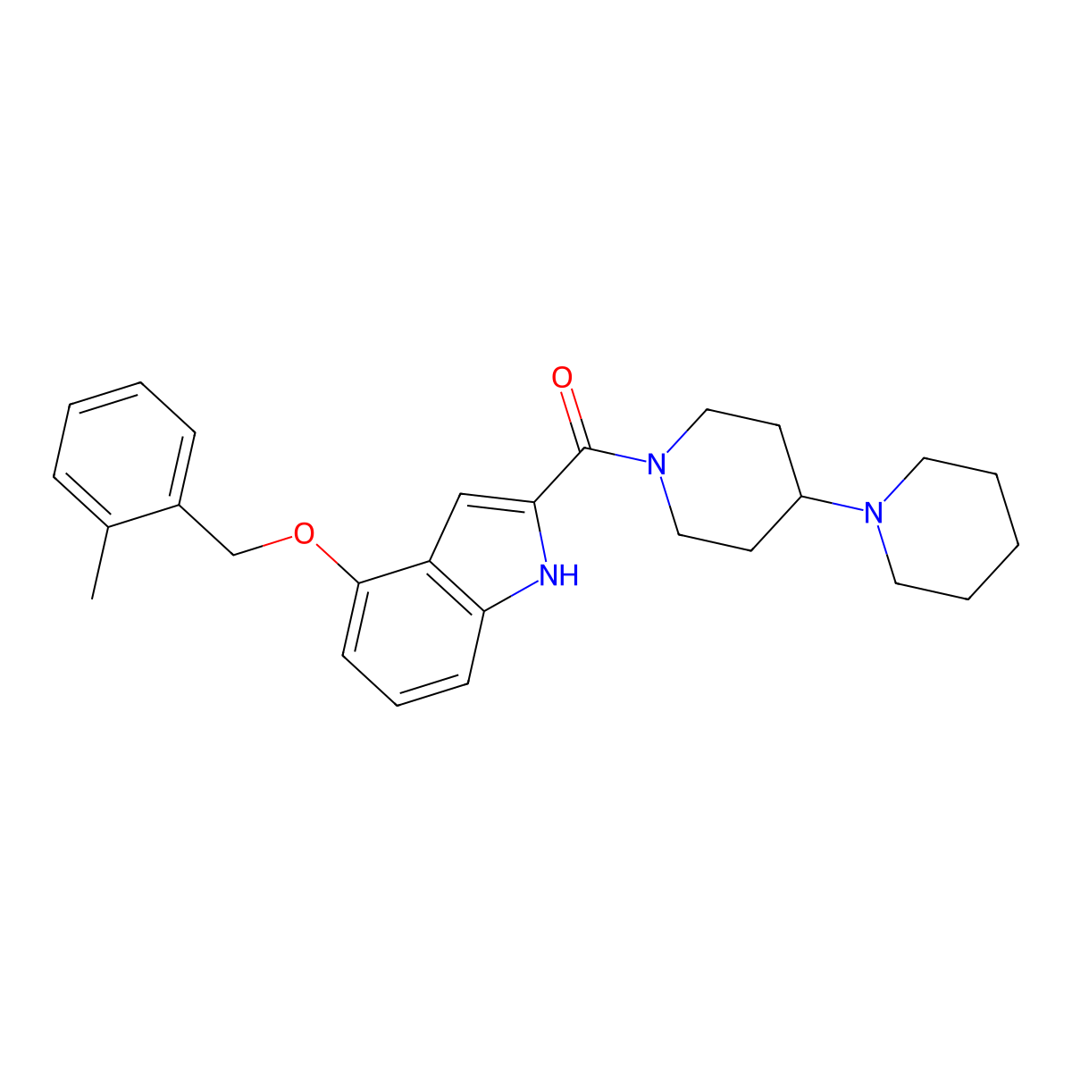 1'-{4-[(2-Methylphenyl)methoxy]-1H-indole-2-carbonyl}-1,4'-bipiperidine molecular structure, CAS 1448030-46-3