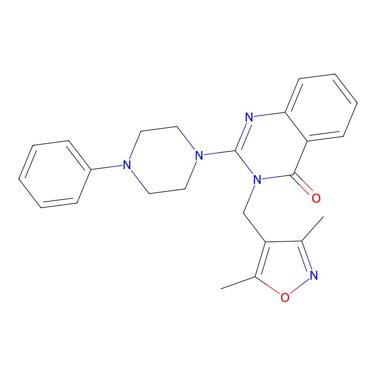 3-((3,5-dimethylisoxazol-4-yl)methyl)-2-(4-phenylpiperazin-1-yl)quinazolin-4(3H)-one molecular structure, CAS 1448030-47-4