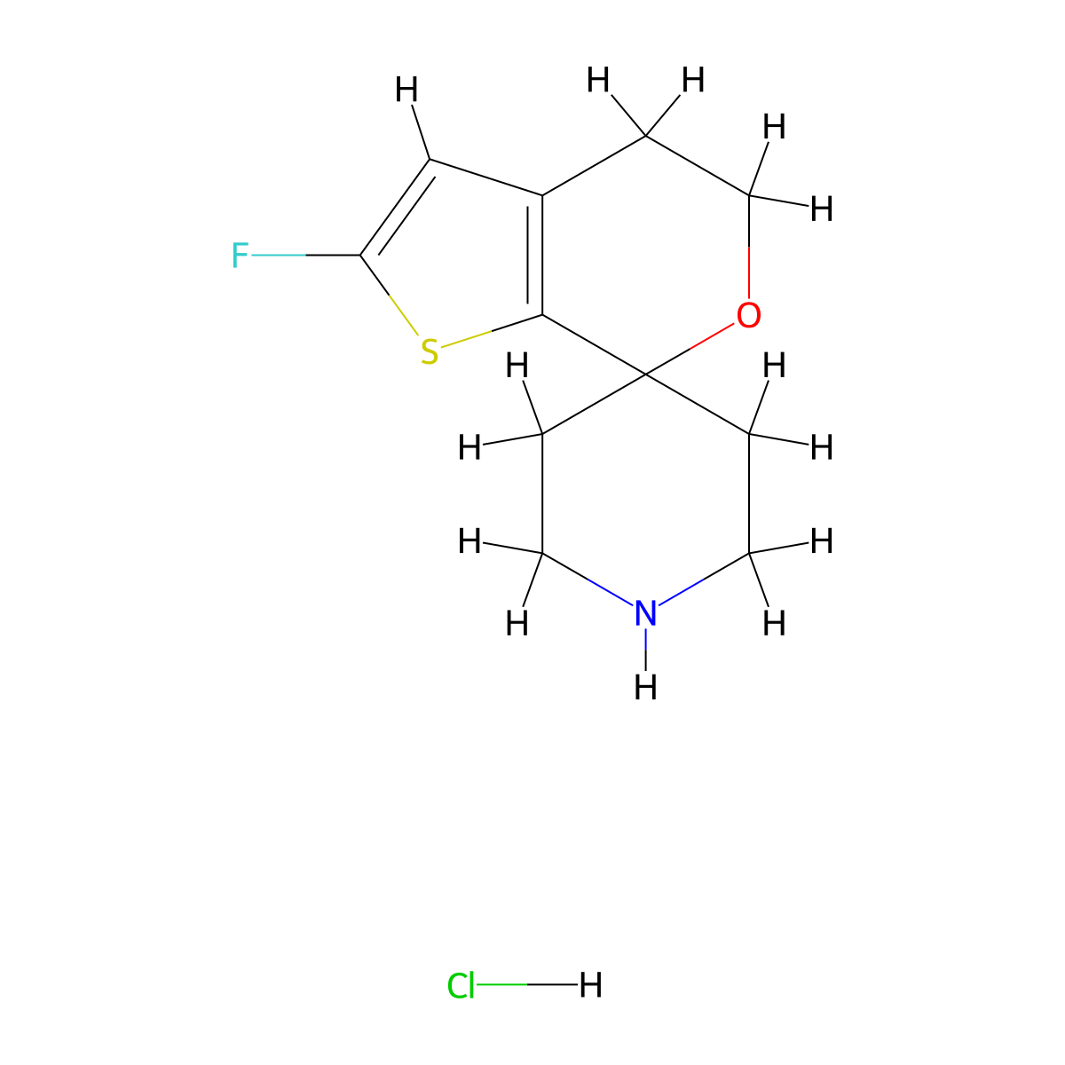 2'-Fluoro-4',5'-dihydrospiro[piperidine-4,7'-thieno[2,3-c]pyran] hydrochloride molecular structure, CAS 1448030-48-5