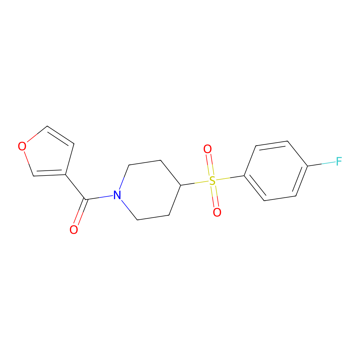 (4-((4-Fluorophenyl)sulfonyl)piperidin-1-yl)(furan-3-yl)methanone molecular structure, CAS 1448030-50-9