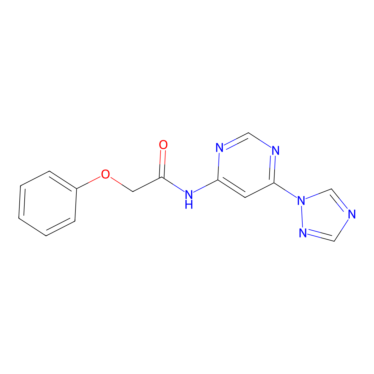 N-(6-(1H-1,2,4-triazol-1-yl)pyrimidin-4-yl)-2-phenoxyacetamide molecular structure, CAS 1448030-51-0