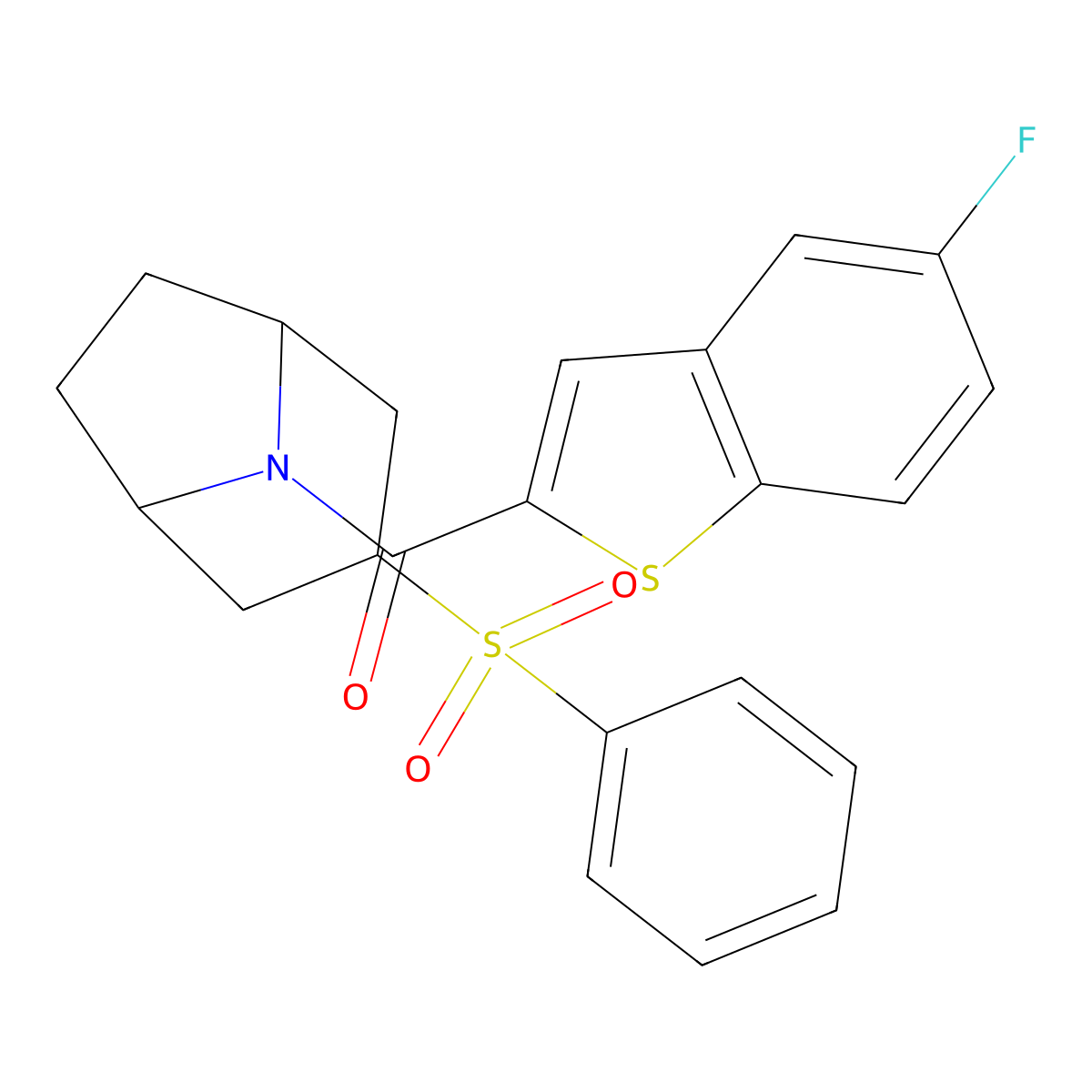 (5-fluorobenzo[b]thiophen-2-yl)((1R,5S)-3-(phenylsulfonyl)-8-azabicyclo[3.2.1]octan-8-yl)methanone molecular structure, CAS 1448030-53-2