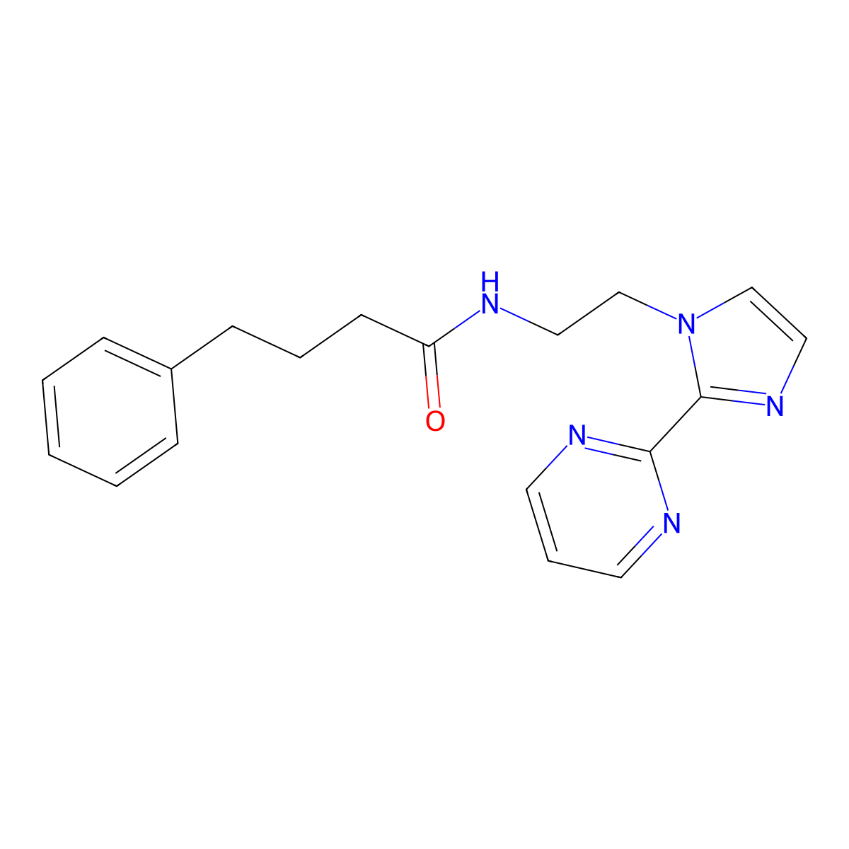 4-phenyl-N-(2-(2-(pyrimidin-2-yl)-1H-imidazol-1-yl)ethyl)butanamide molecular structure, CAS 1448030-54-3