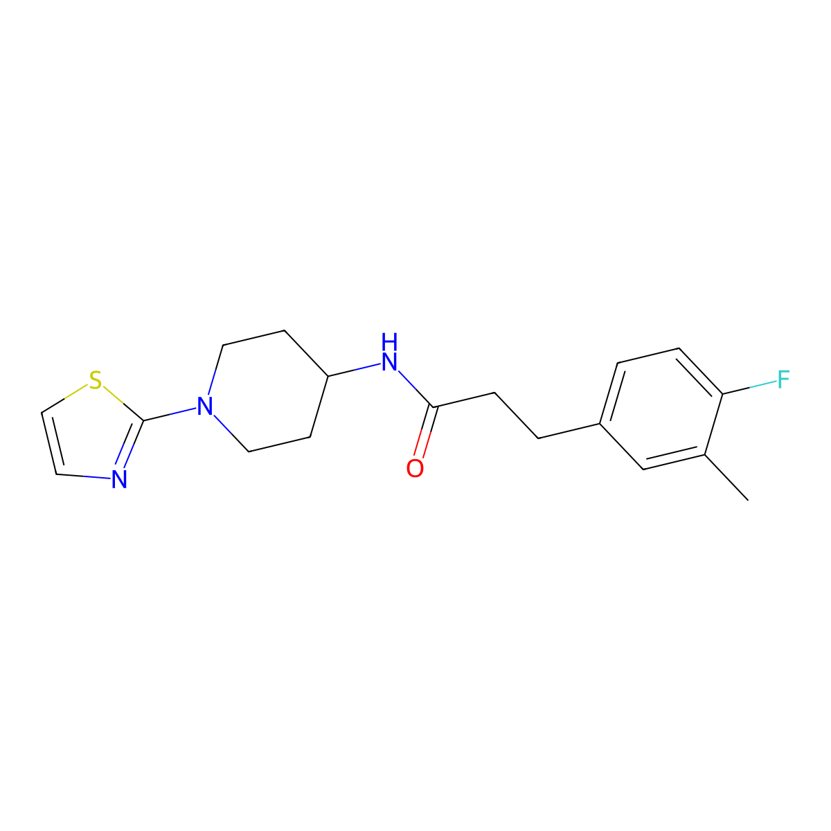 3-(4-fluoro-3-methylphenyl)-N-(1-(thiazol-2-yl)piperidin-4-yl)propanamide molecular structure, CAS 1448030-57-6