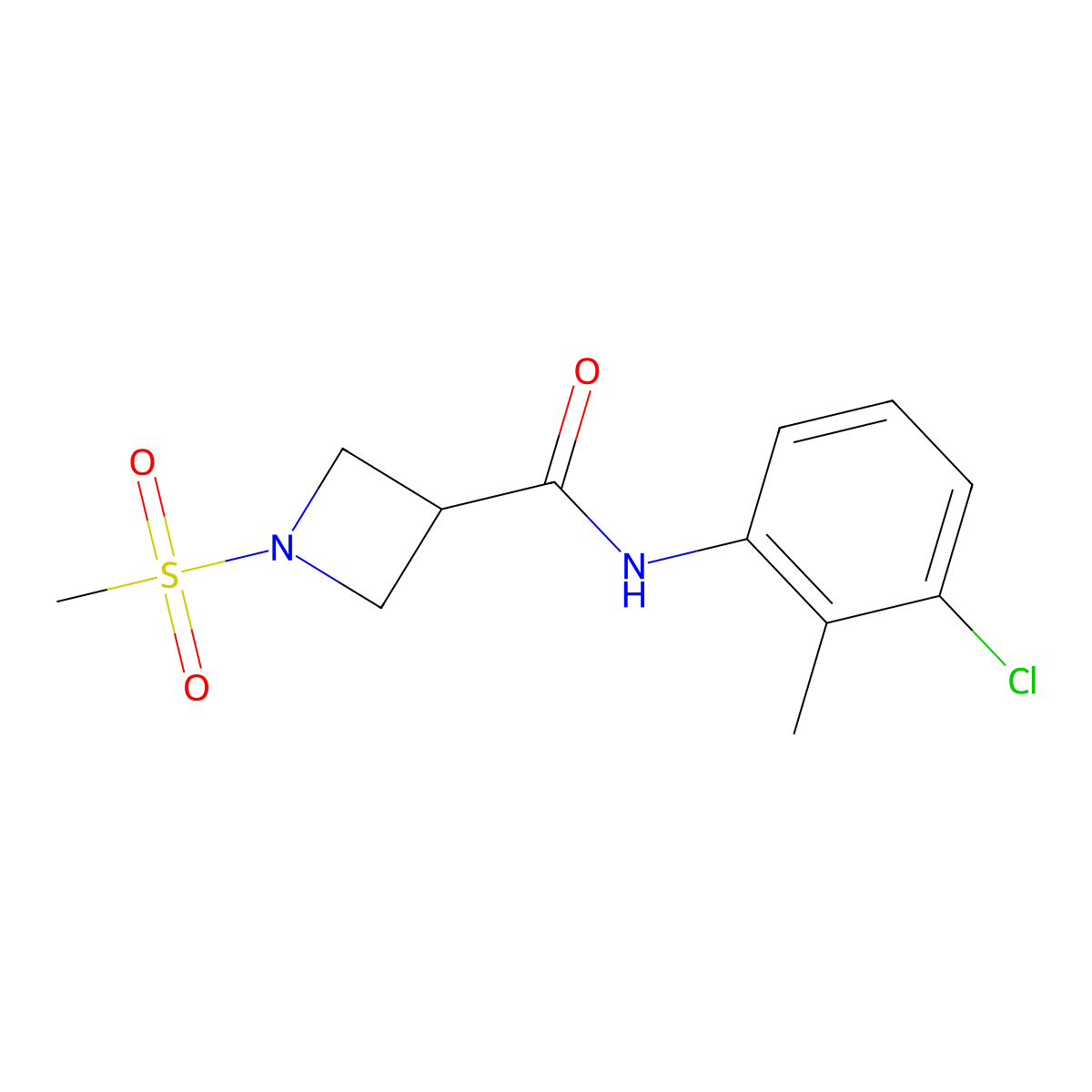 N-(3-chloro-2-methylphenyl)-1-(methylsulfonyl)azetidine-3-carboxamide molecular structure, CAS 1448030-58-7