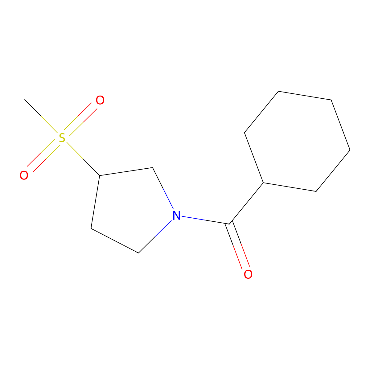 Cyclohexyl(3-(methylsulfonyl)pyrrolidin-1-yl)methanone molecular structure, CAS 1448030-63-4