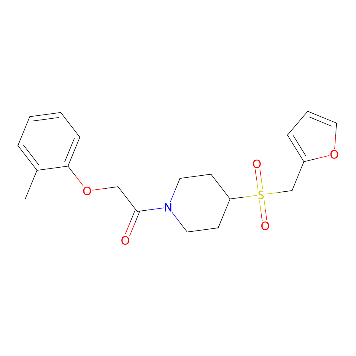1-(4-((Furan-2-ylmethyl)sulfonyl)piperidin-1-yl)-2-(o-tolyloxy)ethanone molecular structure, CAS 1448030-64-5