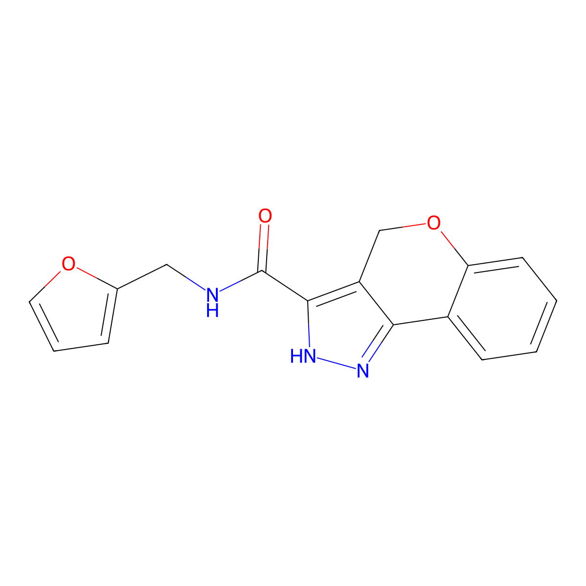 N-(furan-2-ylmethyl)-2,4-dihydrochromeno[4,3-c]pyrazole-3-carboxamide molecular structure, CAS 1448030-66-7